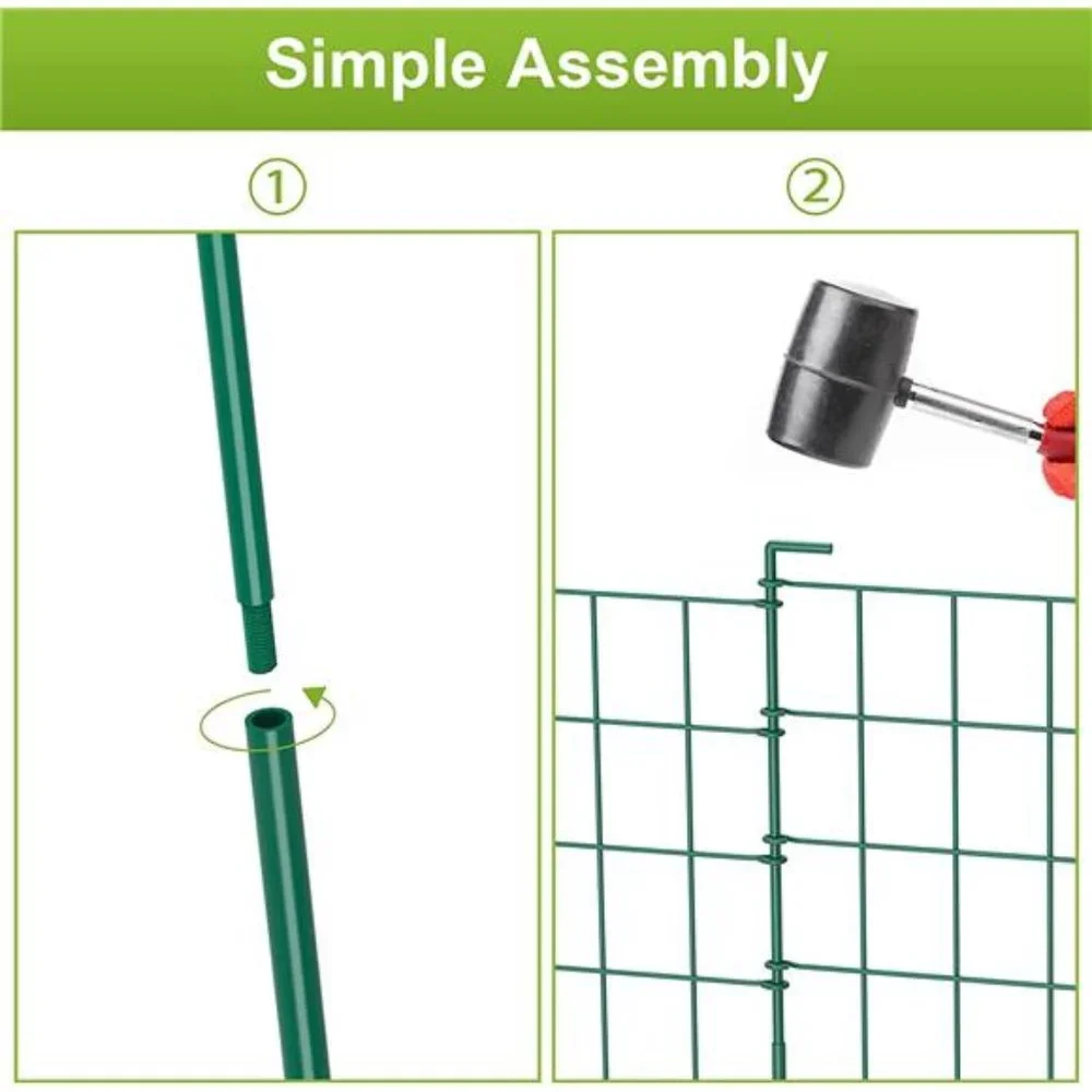 20ft Green Garden Fence for Dog Pet, Fencing Rustproof Metal Wire Panel Border